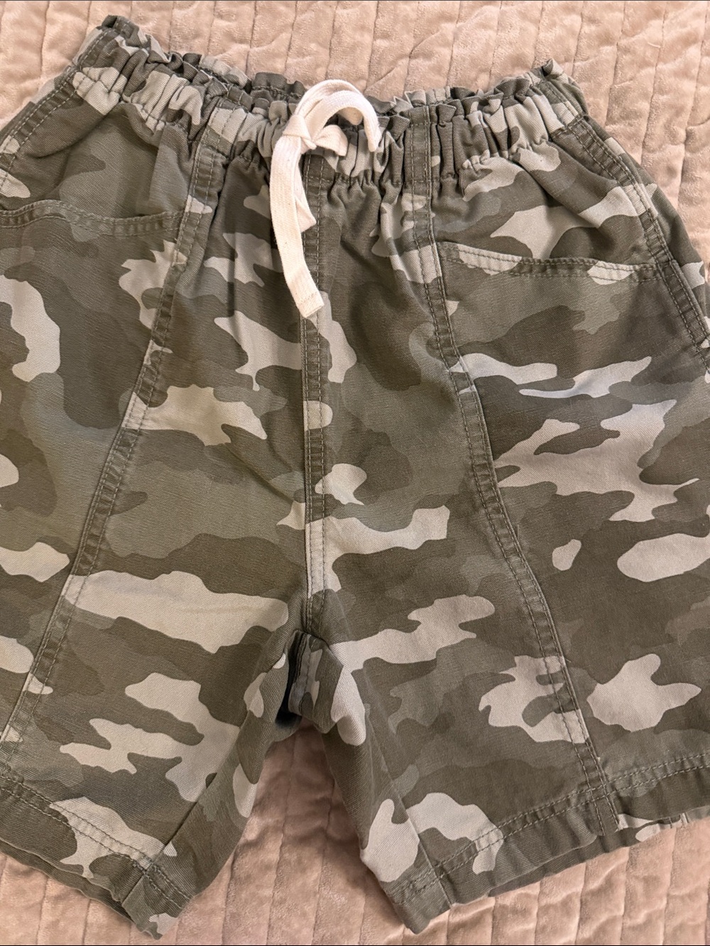 aerie Kids Olive Camo Drawstring Shorts